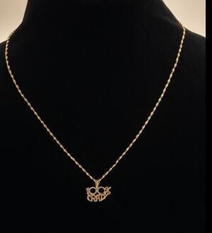 Vintage 14K Gold Necklace – “100% Crazy” Pendant – 20”